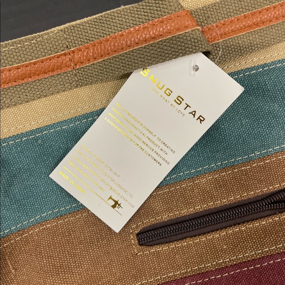 Snug Star Canvas Handbag Multi Color Striped Lattice Crossbody Bag - Picture 3 of 4